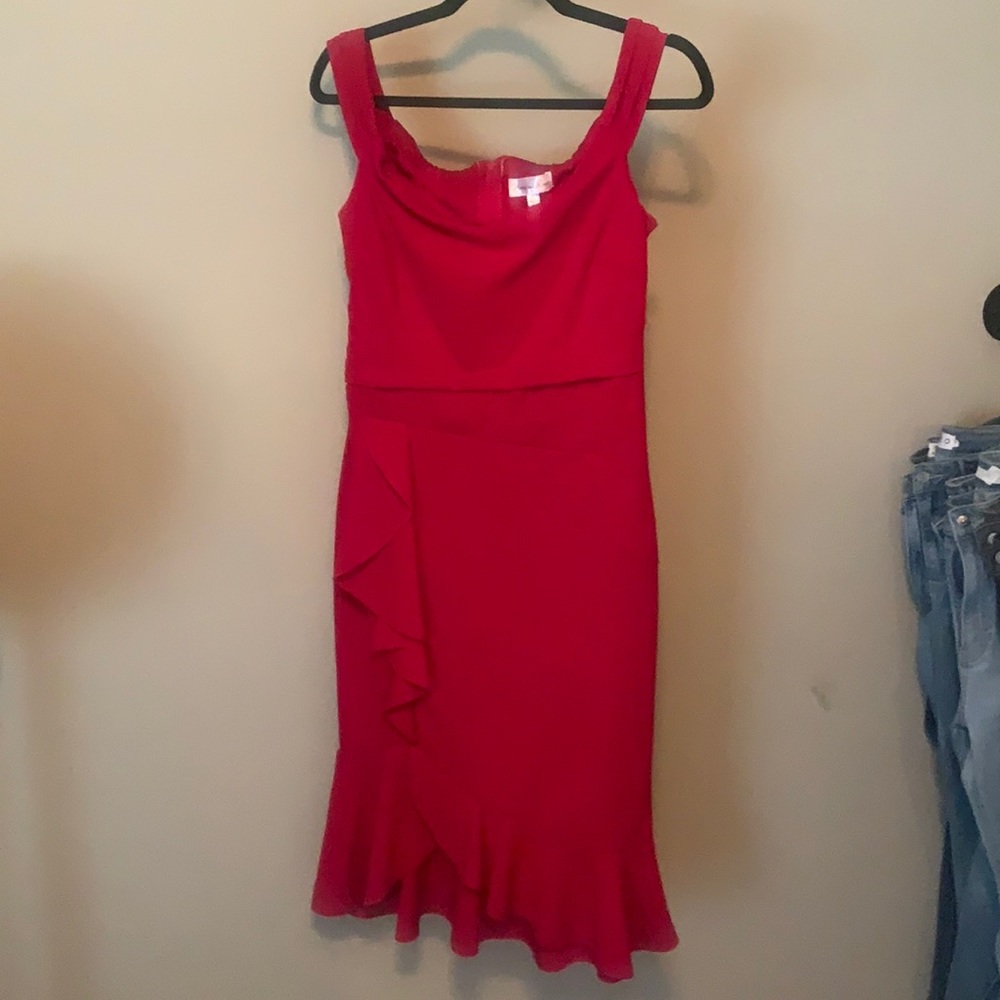 Red midi. pictures do not do this dress justice!!